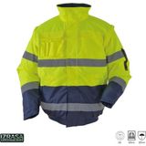 Izrasa NT60 300D Oxford Kolları Çıkmalı Içi Polarlı Reflektörlü Pilot Mont | Su Geçirmez, Yüksek Görünürlüklü Iş Montu - Sarı-Lacivert - 2XL