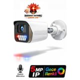 J-TECH JT-112 5MP PoE Sesli IP Bullet Metal Güvenlik Kamerası Haraket Duyarlı Çakar LED