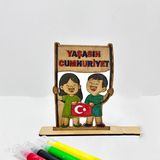 J Toyss Çocuklar Için 29 Ekim Cumhuriyet Bayramı Ahşap Boyama Etkinliği | "yaşasın Cumhuriyet" Figürü - 001-Renkli