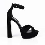 Jabotter Cross Siyah Süet 14 cm Platform Topuklu Ayakkabı