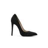 Jabotter Delbin Süet 10 cm Siyah Taşlı Stiletto Ayakkabı