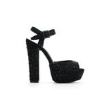 Jabotter Nifty Siyah Süet Taşlı 14 cm Platform Topuklu Ayakkabı