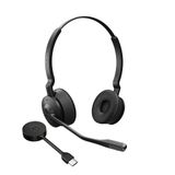 Jabra Engage 55 Stereo Kablosuz Kulaklık Bağlantılı 400 USB-C DECT Adaptörü - Gürültü Önleyici Mikrofon, Kapsamlı Menzil, İşitme Koruması - Google Meet ve Zoom Sertifikalı - Siyah