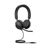 Jabra Evolve2 40 PC Headset – Gürültü Önleyici UC Sertifikalı Stereo Kulaklıklar 3 Mikrofon Çağrı Teknolojisi – USB-A Kablosu – Siyah