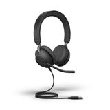 Jabra Evolve2 40 SE Kablolu Stereo Gürültü Önleyici Kulaklık - 3 Mikrofon Çağrı Teknolojisi ve USB-A Kablosu Özellikleri - MS Teams Sertifikalı, Diğer Tüm Platformlarla Çalışır - Siyah