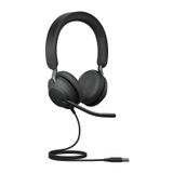 Jabra Evolve2 40 SE – Kablolu stereo kulaklık, gürültü azaltma ve 3 mikrofon teknolojisi – USB-A kablosu – tüm önde gelen Unified iletişim platformları ile uyumlu – siyah