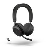 Jabra Evolve2 75 kablosuz PC kulaklık, 8 mikrofon teknolojisi, çift köpük stereo kulaklık, gelişmiş aktif gürültü iptali, USB-A Bluetooth adaptörü takım uyumluluğu,