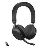Jabra Evolve2 75 PC 8 Mikrofon Teknolojili Kablosuz Kulaklık - Gelişmiş Aktif Gürültü Engelleme özelliğine sahip Çift Köpük Stereo Kulaklık, USB-A Bluetooth Adaptörü ve MS Teams Uyumluluğu - Siyah