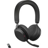 Jabra Evolve2 75 PC kablosuz kulaklık, şarj standı ve 8-Mic teknolojisi ile - Gelişmiş aktif gürültü engelleme, USB-A Bluetooth adaptörü ve UC uyumluluğu ile çift köpük stereo kulaklık, siyah