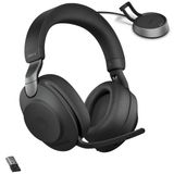 Jabra Evolve2 85 UC kablosuz kulaklık, Link380a ve şarj standlı, stereo siyah – kablosuz Bluetooth kulaklık, aramalar ve müzik için, 37 saat pil ömrü, gelişmiş gürültü önleyici kulaklık