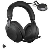 Jabra Evolve2 85 UC kablosuz kulaklık, Link380c & şarj standı, stereo, siyah – kablosuz Bluetooth kulaklık, çağrı ve müzik için, 37 saat pil ömrü, gelişmiş gürültü engelleyici kulaklık