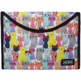 Jacbag A4 Çıtçıtlı Dosya Çanta Açık Gri - Açık Pembe 25-35 Ölçülerinde Pratik Taşıma