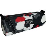 Jacbag Bıg Roll-Silindir Tip Kalem Kutusu - Antrasit - Kırmızı - Beyaz
