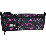 Jacbag Dual Prıme-Çift Bölmeli Üçgen Tip Kalem Kutusu - Açık Pembe - Gri