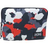 Jacbag Fermuarlı Tablet Çantası 10-11 İnç Tabletler İçin Suya Dayanıklı Polyester Malzeme - Kırmızı - Beyaz