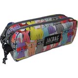 Jacbag İki Bölmeli Kalem Kutusu Açık Gri Açık Pembe Renkli Su Geçirmez Dayanıklı Malzeme 100 Kalem Kapasitesi - Açık Gri - Açık Pembe