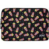 Jacbag Notebag Laptop Çantası 38x26 cm Suya Dayanıklı Kumaş Popcorn Deseni ile 9+ Yaş İçin - Sarı - Kırmızı