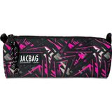 Jacbag Pembe Geometrik Kız Çocuk Tek Bölmeli Üçgen Okul ve Ofis Kalem Kutusu - Pembe - Siyah