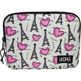 Jacbag Tablet Çantası Fermuarlı Tasarım ile 10-11 inç Tabletler İçin Darbeye Dayanıklı - Pembe - Beyaz