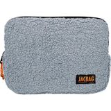 Jacbag Teddy Açık Gri/Turuncu Peluş Erkek Çocuk Tablet Çantası