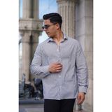 Jack Caprio Erkek Çizgili Gömlek Regular Fit Kalıp Kumaş Pamuk Likralı - Gri