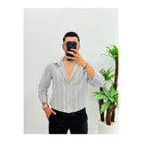JACK CAPRİO Erkek Yeni Sezon Çizgili Pamuk Keten Gömlek