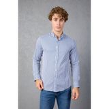 JACK CARISMA Çizgili Pamuk Likralı Slim Fit Erkek Gömlek - 2XL - Lacivert