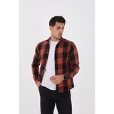 Jack Carısma Oduncu Ekose-Dama Slim Fit Erkek Gömlek - Kiremit