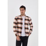 Jack Carısma. Oduncu Ekose Slim Fit Erkek Gömlek - Siyah - Turuncu - 2XL