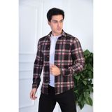 Jack Carısma. Örme Oduncu Esnek ve Rahat Slim Fit Erkek Gömlek - Siyah - Bordo
