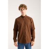 JACK CARISMA Oversize Pamuk Keten Dokulu Erkek Gömlek - 2XL - Kahve