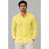 JACK CARISMA Regular %100 Pamuk Keten Dokulu Erkek Gömlek - 2XL - Sarı