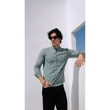 jack carisma Slim Fit Açık Yeşil Yarım Pat Hakim Yaka Esnek Pamuklu Erkek Gömlek