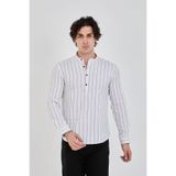 jack carisma Slim Fit Beyaz Yarım Pat Hakim Yaka Esnek Pamuklu Erkek Gömlek