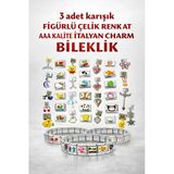Jack Ferrero 3 Adet Karışık Figürlü Çelik Renk Atmaz Aaa Kalite İtalyan Charm Bileklik