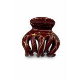 Jack Ferrero Bordo Sarı Çatlak Desenli Parlak Küçük Boy Saç Pençe Tokası Klips