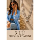 Jack Ferrero Kadın Beyaz Renk Balina Kuyruğu Detaylı 3'lü Bileklik Kombini