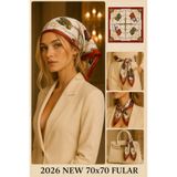 Jack Ferrero Kadın Lüks Desenli Saten Fular 70x70 cm Çok Amaçlı Saç Boyun Fuları