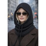 Jack Ferrero Kadın Siyah Triko Örgü Balaclava Bere Şapka, M Beden