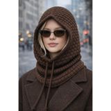 Jack Ferrero Kadın Triko Örgü Balaclava Bere Şapka, Kahverengi-Desenli, M Beden