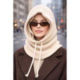 Jack Ferrero Krem Triko Örgü Balaclava Bere Şapka, Kadın, M Beden