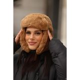 Jack Ferrero Kürk Yuvarlak Peluş Bucket Kalpak Şapka, Siyah, Kadın
