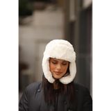 Jack Ferrero Unisex Çıtçıtlı Kürklü Kulaklıklı Peluş Bere Şapka, Beyaz