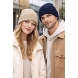 Jack Ferrero Unisex Katlamalı 2 Adet Bere Seti, Lacivert-Krem, M Beden