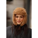 Jack Ferrero Unisex Kürklü Kulaklıklı Peluş Bere Şapka, Kahverengi, Standart
