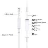 Jack Girisli Beyaz Kablolu Kulaklik Ios Android Uyumlu 3.5 Mm Kulaklik