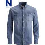 Jack & Jones 12138115 Erkek Jjesherıdan Shırt L/s Noos Denim Gömlek - XS - Renkli