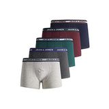 Jack & Jones 12165348 Liver Dark Grey Melange Açık Gri - Lacivert - Koyu Gri - Bordo - Yeşil 5'li Erkek Boxer