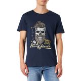 Jack & Jones 12205684_Jordome Tee Bisiklet Yaka Standart Kalıp Baskılı Lacivert Erkek T-Shirt XL