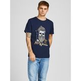 Jack & Jones 12205684_Jordome Tee Bisiklet Yaka Standart Kalıp Baskılı Lacivert Erkek T-Shirt - XXL